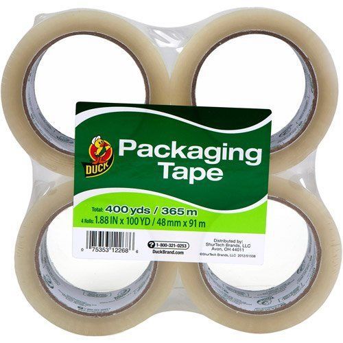 4 Pack Duck Clear Packaging Tape / 100 Yards Each Roll /400 YD Total Free Ship !