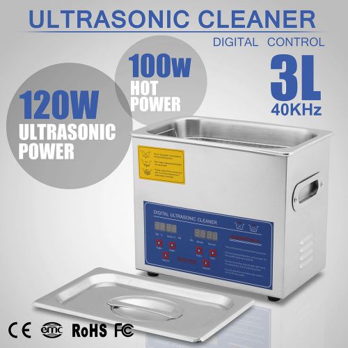 3L 3 L ULTRASONIC CLEANER BRUSHED TANK STAINLESS STEEL FREE WARRANTY WHOLESALE