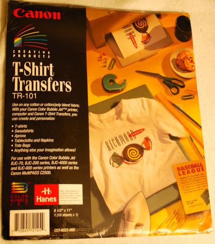 Cannon T shirt Transfers  TR101 Print Your Own tee shirts  New Factory Seal