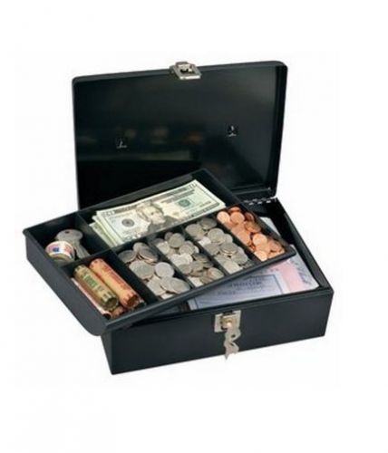 Metal Cash Box Money Key Lock Petty Safe 7 Compartment Tray Security Locking