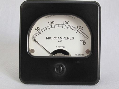 Weston 0-250 Microamperes AC Panel Square Meter Model 301 Rectifier Type