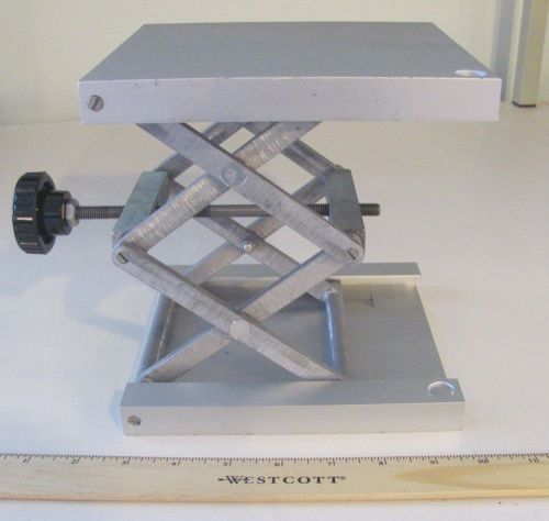 Aluminum Laboratory Scissor Jack Stand/Stage 11&#034; max ht x 7.4&#034; x 6.5&#034; platform