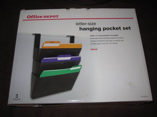Office Depot Letter - Size Hanging Pocket Set NEW Black