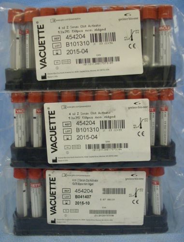 3 Trays/50ea Greiner Bio-One Vacuette  Collection Tubes #454204