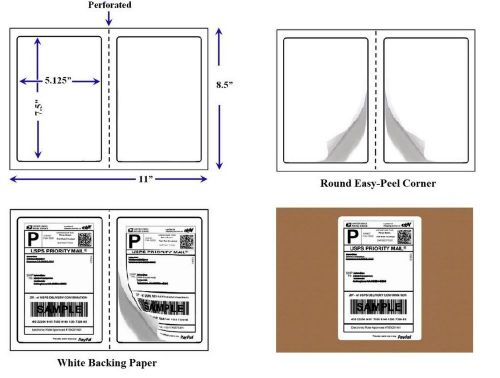 Perforated 1000 Shipping Labels Round Corner 2 Labels