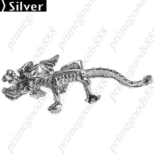 Dinosaur Pendant Ornament Earring Earbob Eardrop Stud Ear Diamond Jewelry Silver