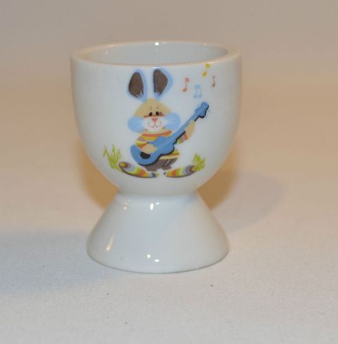 Egg Cup Holder Bunny Playing Guitar White Cup