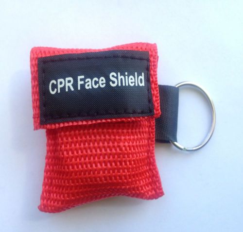 New Lot of 7 Red &amp; Blue Rescue Keychain CPR Face Shield Barrier Mini Pocket Kit