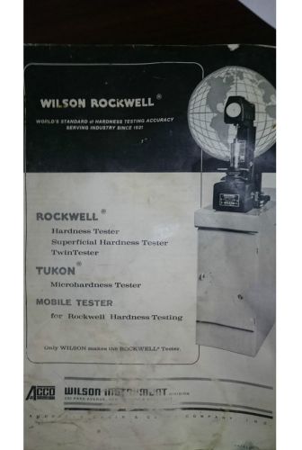 Wilson Rockwell and Tukon Hardness Tester Manual Model JR and JS &amp; others Ebook