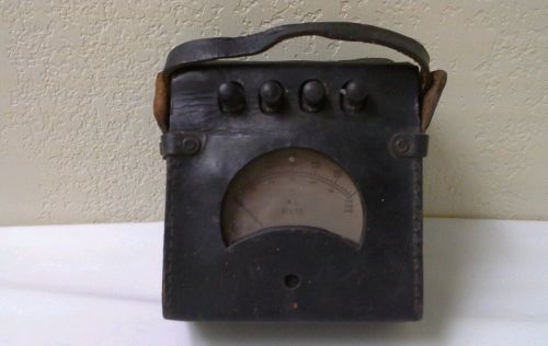 Vintage Volt Meter AC Bitronics Inc. Leather Case