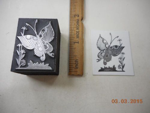 Letterpress Printing Printers Block, Cool Stylized Butterfly