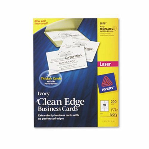 Avery Clean Edge Laser Business Cards, Ivory, 10/Sheet, 200 per Pack (AVE5876)