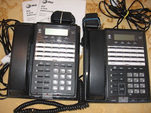 Lot of 2 AT&amp;T LUCENT Model 854 Office 4 LINE DESK PHONE System Intercom, Black