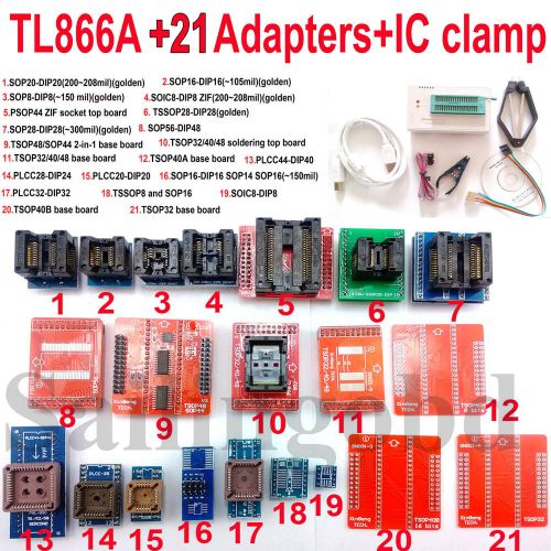 TL866A programmer 21 adapters IC Clip TL866 Bios PLCC MCU EPROM ICSP Programmer