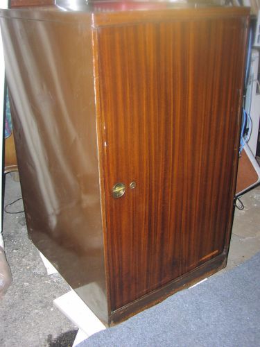 Rare vintage industrial 14 +/- shelf metal locking cabinet steampunk geared door for sale