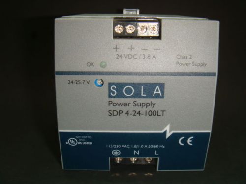 SOLA, CLASS 2 POWER SUPPLY SDP 4-24-100LT, USED, EXLNT,
