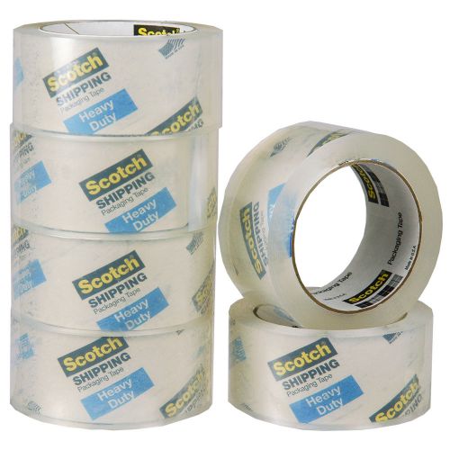 6 rolls scotch shipping packaging tape heavy duty, 3850, 1-7/8&#034; x 54.6 yds clear for sale