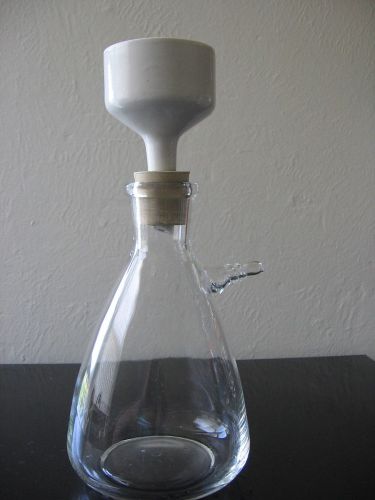 Lab filtering flask suction erlenmeyer flask 5000ml porcelain funnel 120mm new for sale