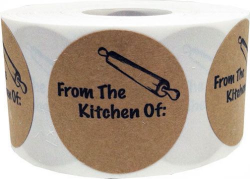 1.5&#034; Round From the Kitchen Natural Kraft Stickers - 500 Adhesive labels on roll