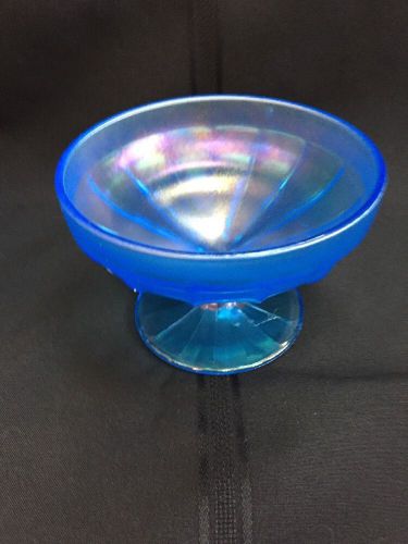 Cobalt Blue carnival glass candlewick pattern candy dish / nappy soap iridescent