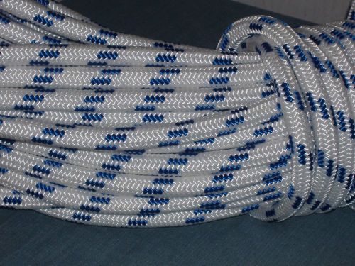 Double Braid Polyester 3/4 x130 feet arborist rigging tree bull rope blue tracer
