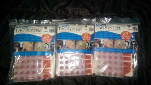 allflex tag system sheep/goat red ear tags 3 bags of 25 # 26 to 100