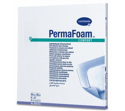 PermaFoam Comfort Dressing: Adhesive: 8&#034; x 8&#034; - Box of 3