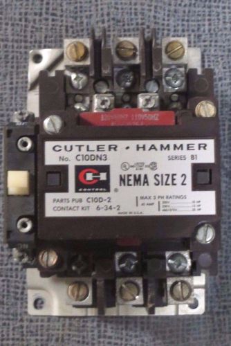 CUTLER HAMMER NEMA SIZE 2 STARTER 45 AMP 600 VAC 25 HP 120V COIL MODEL:  C10DN3
