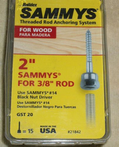 Sammys  Buildex 2&#034; Threaded Rod Anchoring System FOR WOOD. Lot of 15