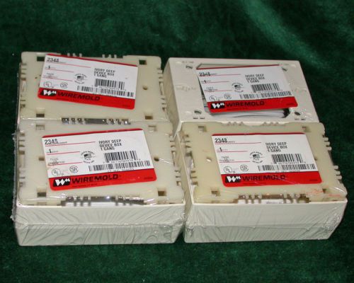 (4) WIREMOLD 2348, 1 gang deep device box,  ivory, NEW