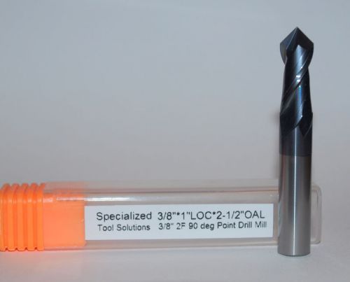 3/8&#034; carbide endmill 2 flute 90 degree point drill mill tialn for sale