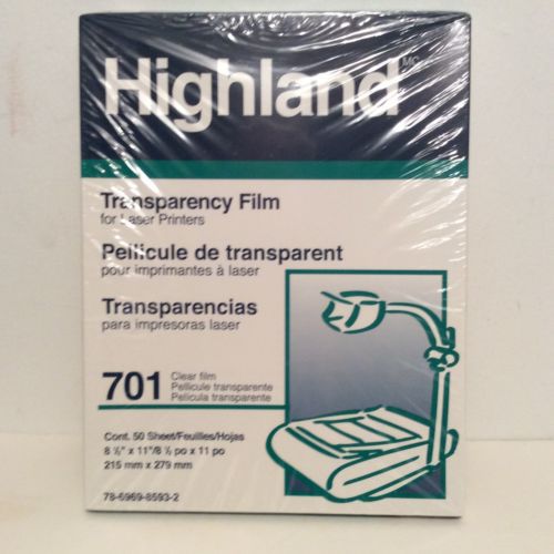 Highland 701 Laser Jet Transparency Film,Letter - 8.5&#034; x 11&#034;  37 in Opened Box