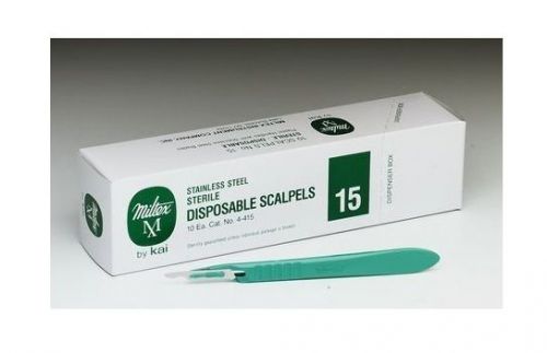 10 Miltex Disposable Scalpel #15, Sterile, Plastic Handle Individually Wrapped