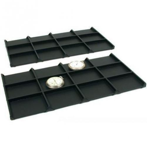 2 Black Faux Leather 12 Compartment Display Trays