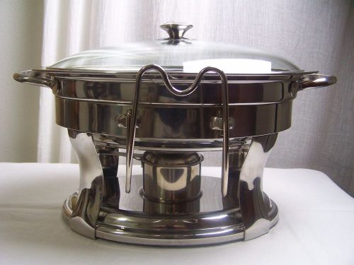Elegant 4.2 Quart Buffet Commercial Catering Oval Stainless Steel Chafing Dish