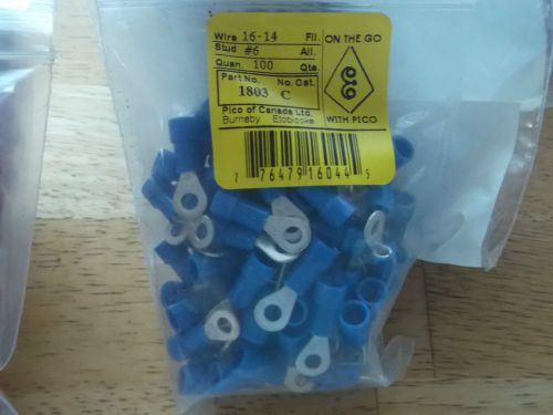 1803C PICO - QTY 100 - 16-14 AWG #6 Ring Connectors  NEW