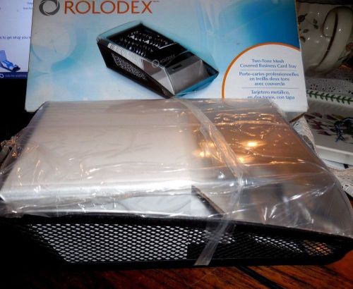 Rolodex 1734232 Two-tone Mesh Covered Business Card Tray Contact Organizer -NIB