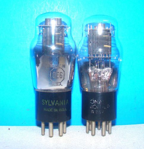 6E6 Sylvania NU vacuum tubes 2 valves vintage radio electron tested ST shape 6A6