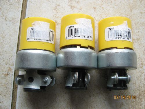 New lot of 3 cooper 15a 250v vinyl armored connector 6-15r yellow 3 prong 2227 for sale