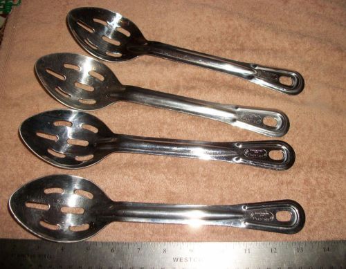 Lot of 4 PRESTIGE 11&#034; Stainless Steel Serving Spoons Restaurant Quality-Slotted!