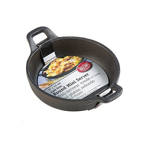 TableCraft CW30102 Cast Iron Round Mini Server, 7 oz, Black