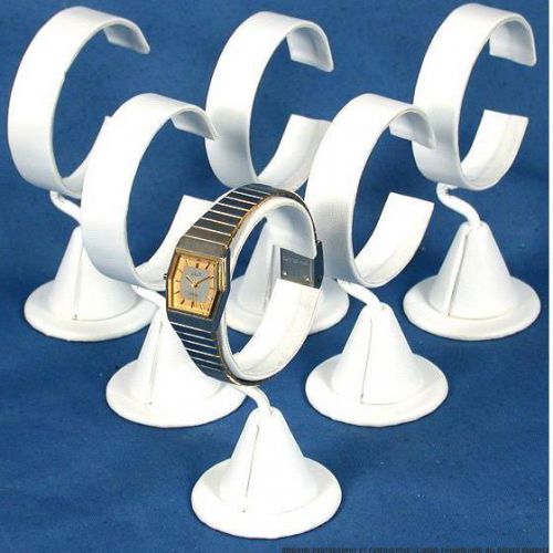 Watch stand white faux leather 6pc for sale
