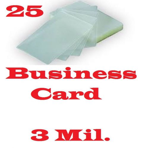 25 Business Card Laminating Laminator, Pouches Sheets    3 Mil