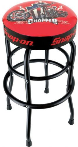 Snap on shop garage padded black metal swivel seat bar stool with chopper logo for sale
