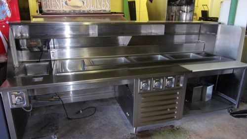 Commercial kitchen workstation 4 hot wells + cold well food prep statn for sale