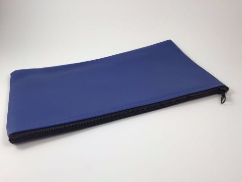 Vinyl bank deposit/ zipper coin bag, 11 x 6&#034; blue set of 3 for sale