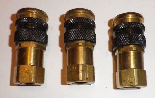 Lot of 3 parker 1/4&#034; brass quick female coupling hf304f-4  nos ec for sale