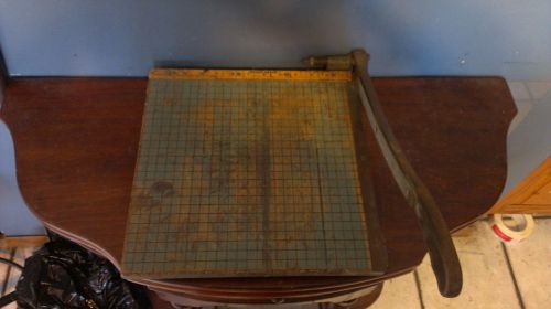 Vintage PREMIER 13&#034; Wood Metal Paper Cutter Guillotine Cutting Board