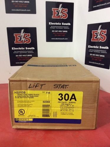 Square D Safety Switch H321DS 30 Amp 240 Volt Fusible Stainless Steel 4 4X 3R
