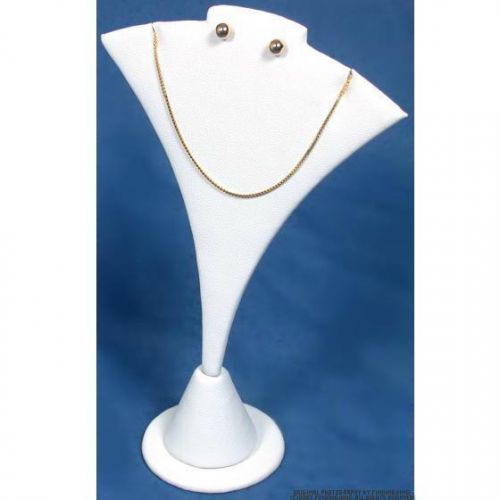 Bust Display Necklace Earring White Faux Leather Stand